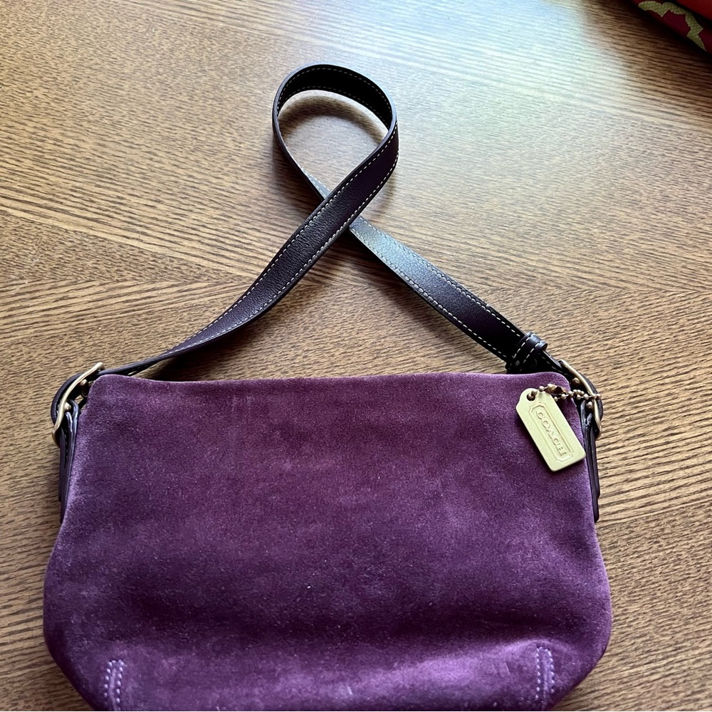 Coach mini baguette suede bag